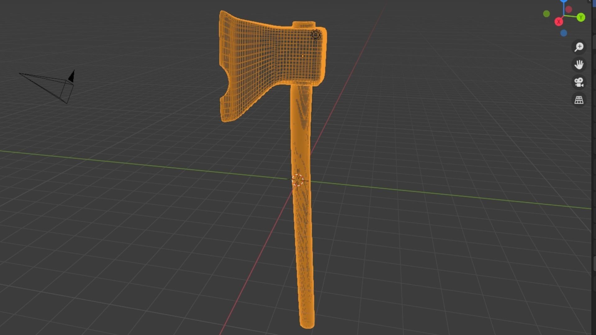 Hatchet axe in grass Low-poly 3D model_4