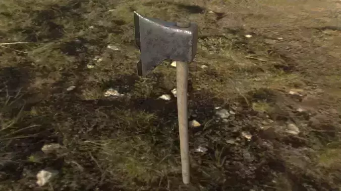 Hatchet axe in grass
