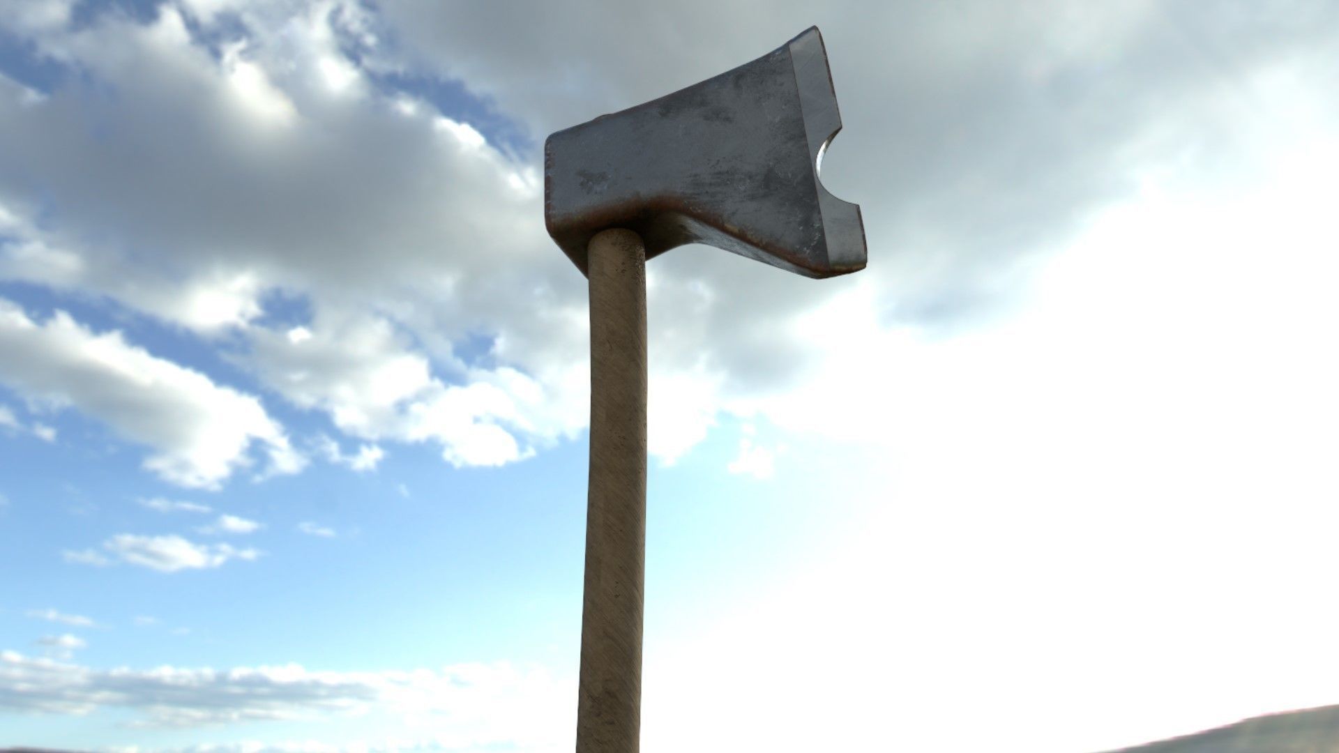 Hatchet axe in grass Low-poly 3D model_3