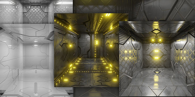 Sci Fi Interiors Modular Low-poly 3D model