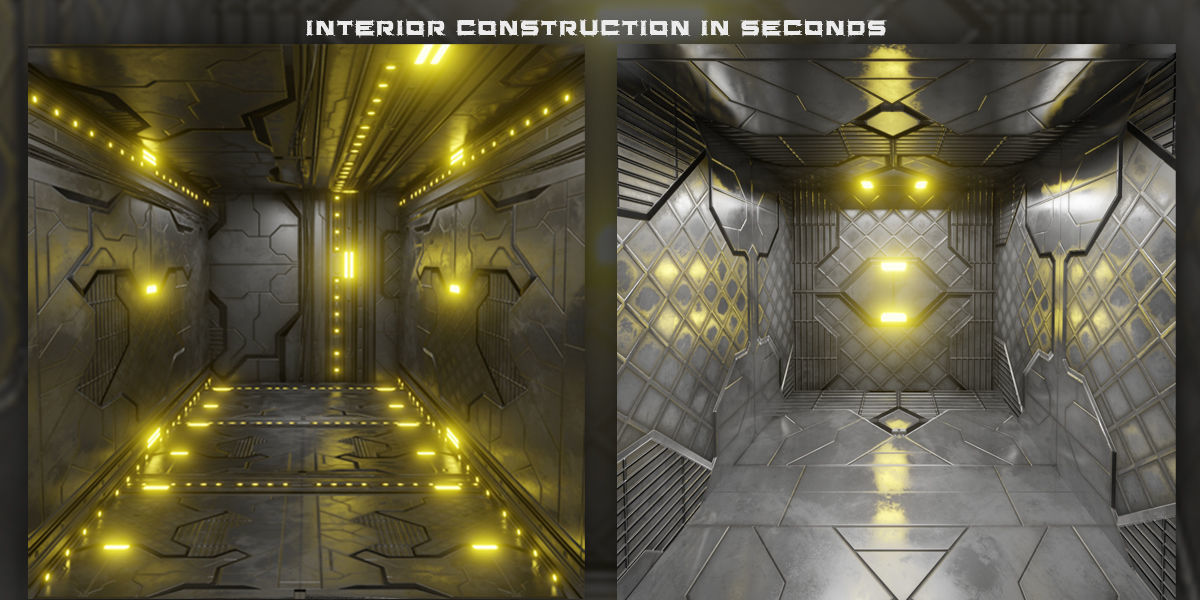 Sci Fi Interiors Modular Low-poly 3D model_2