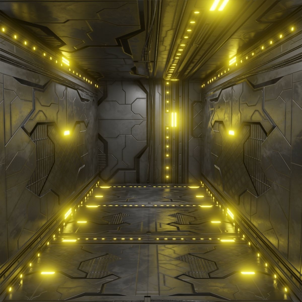 Sci Fi Interiors Modular Low-poly 3D model_7