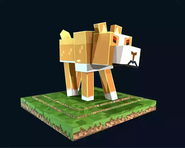 MineCraft Themed Dog - 3D Model and Textures