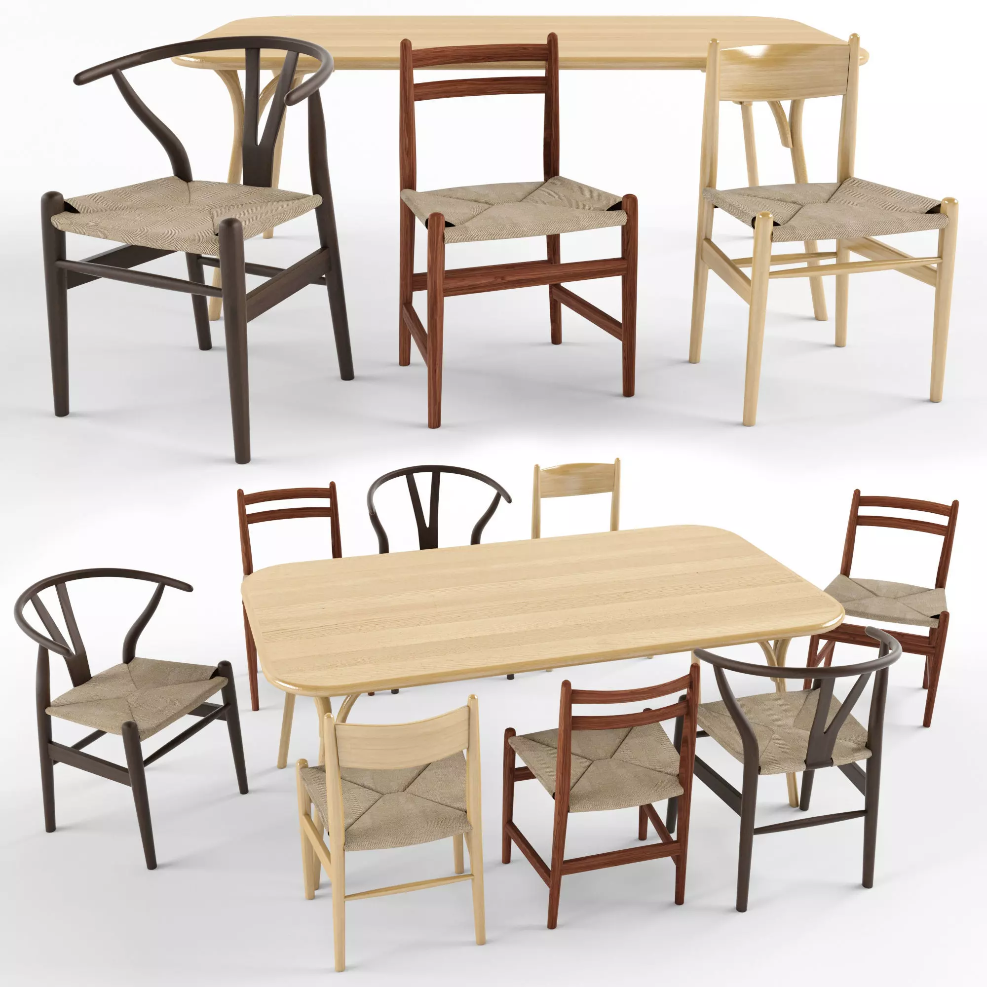 Chairs and tables Collection by Carl Hansen 3D model