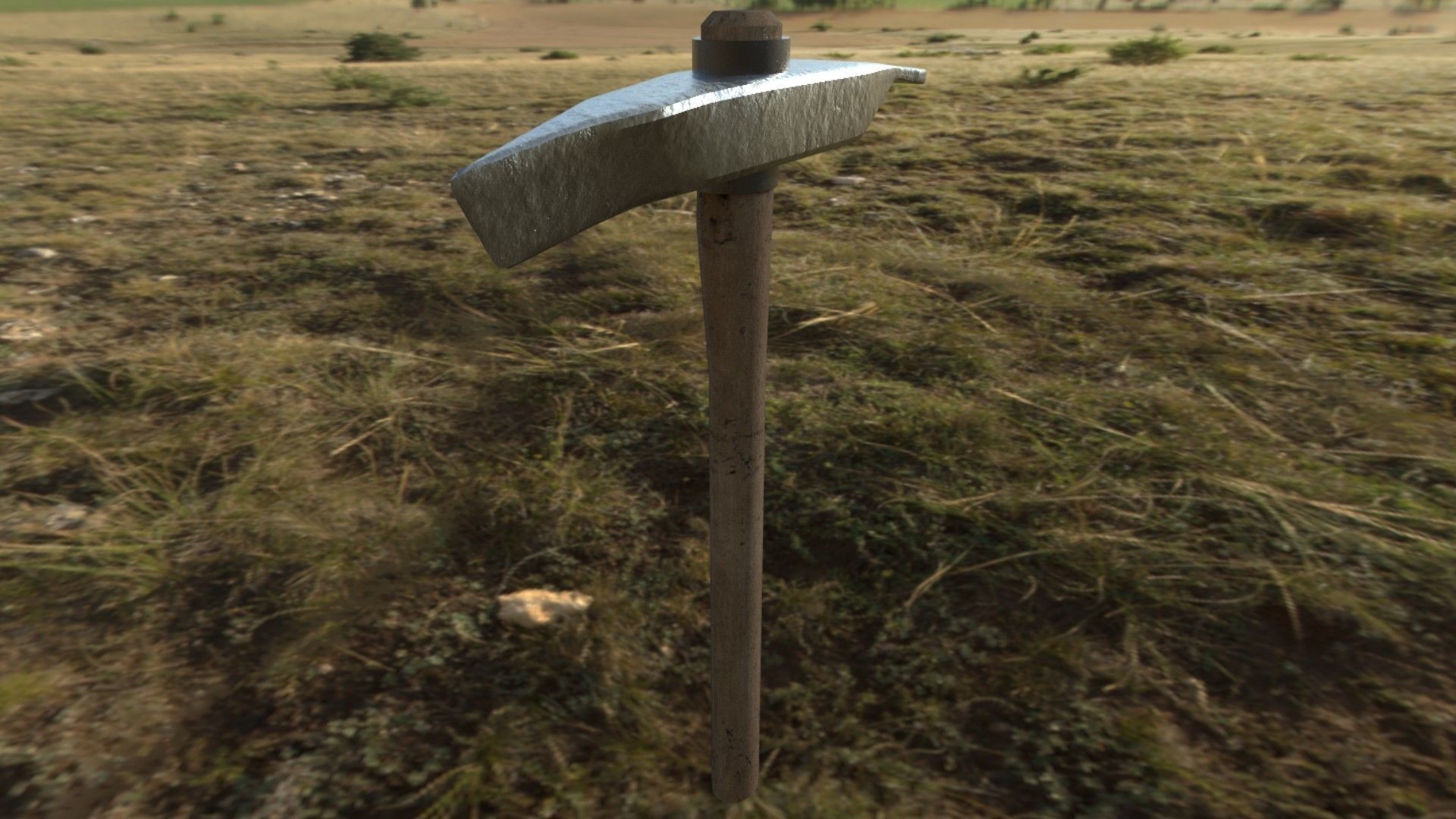 Medieval Pickaxe Low-poly 3D model_3