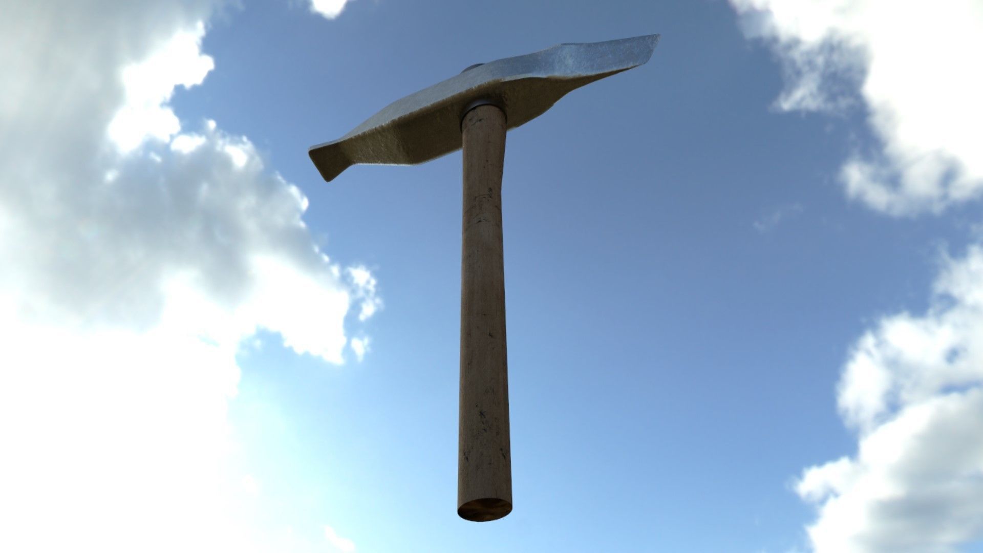 Medieval Pickaxe Low-poly 3D model_2