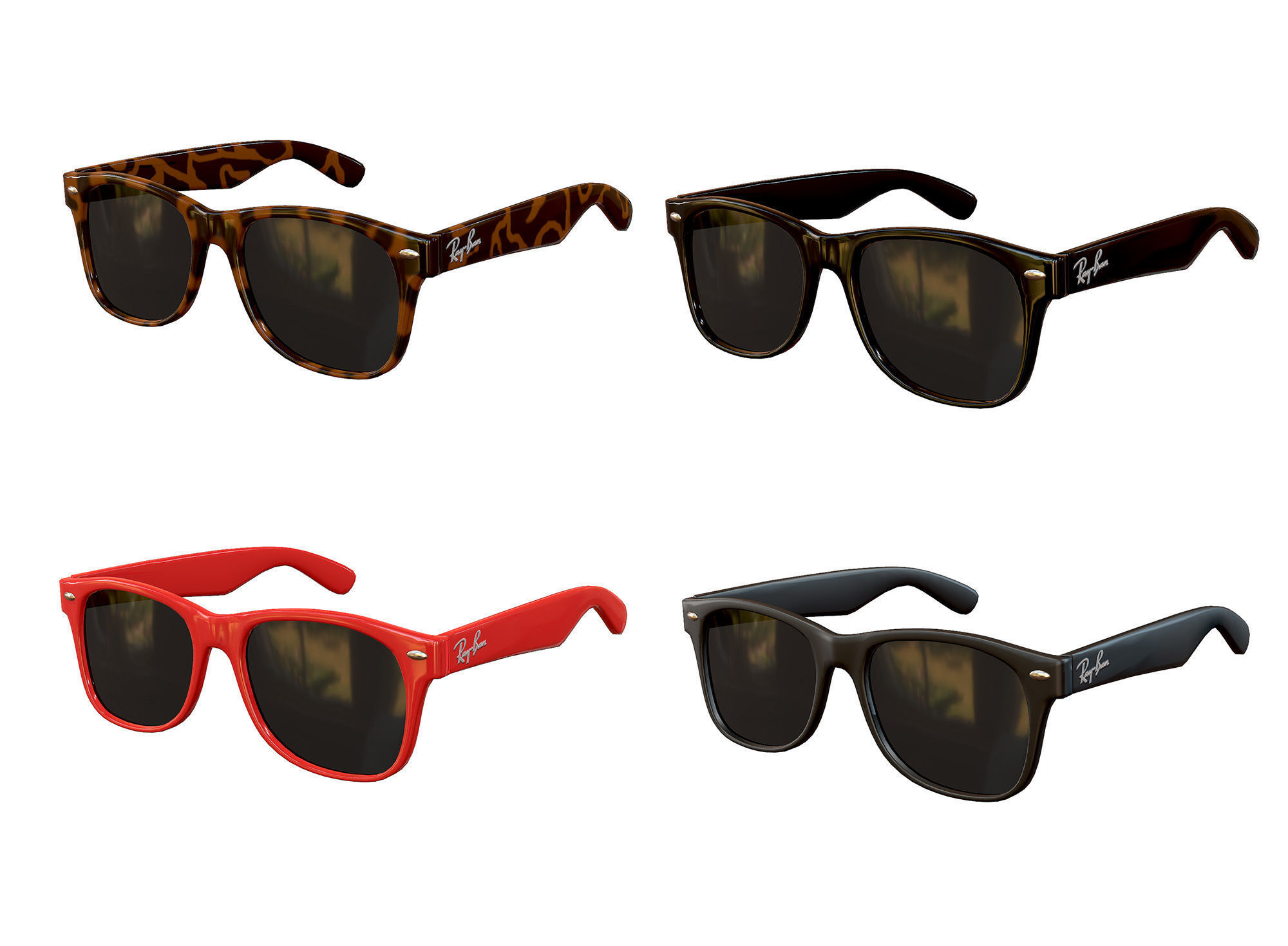 Ray-Ban Wayfarer Sunglasses Low-poly 3D model_0