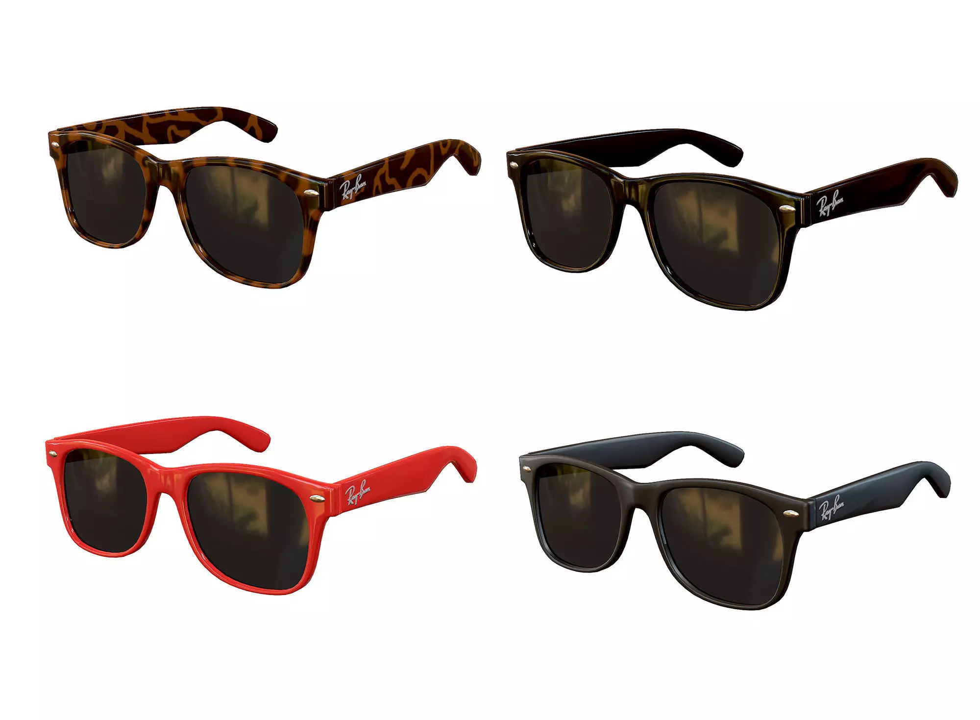 Ray-Ban Wayfarer Sunglasses Low-poly 3D model_0