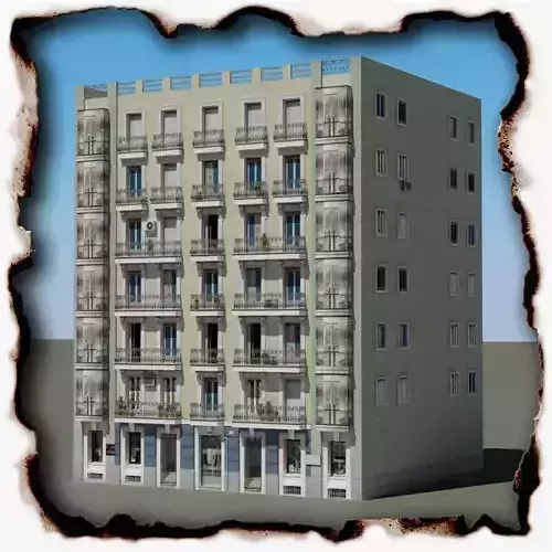 Building with balconies and balconies Low-poly 3D model