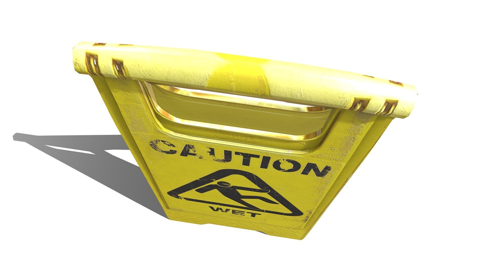 Caution Wet Floor Sign Low-poly 3D model_10