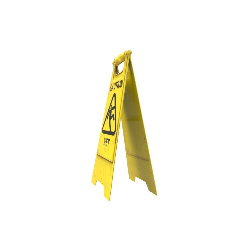 Caution Wet Floor Sign Low-poly 3D model_2