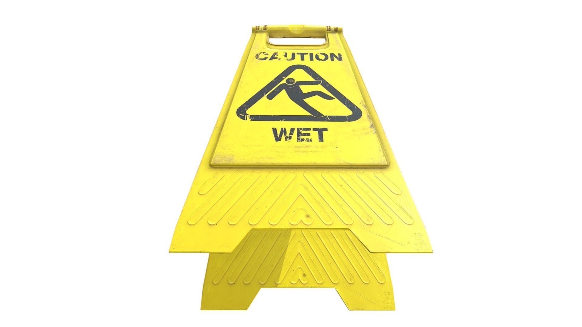 Caution Wet Floor Sign Low-poly 3D model_8