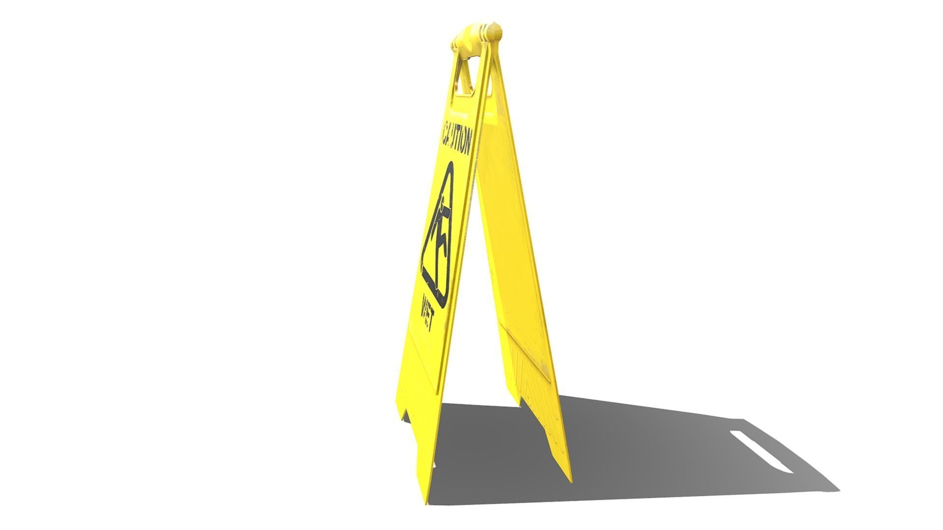 Caution Wet Floor Sign Low-poly 3D model_6