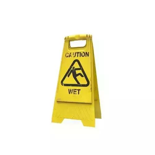 Caution Wet Floor Sign Low-poly 3D model