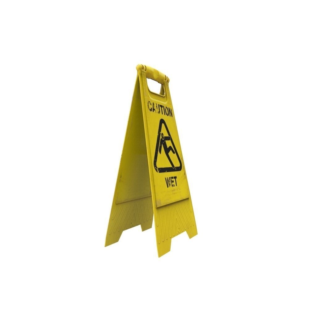 Caution Wet Floor Sign Low-poly 3D model_1