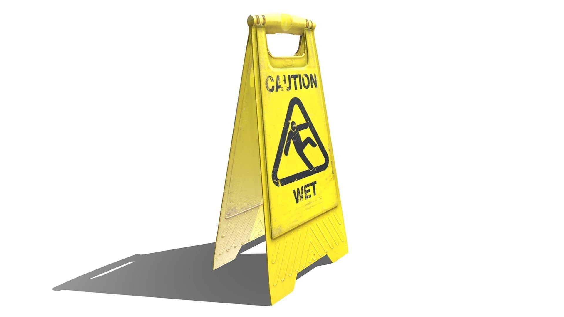 Caution Wet Floor Sign Low-poly 3D model_7