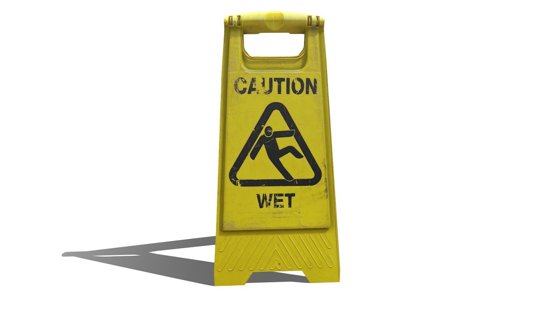 Caution Wet Floor Sign Low-poly 3D model_12