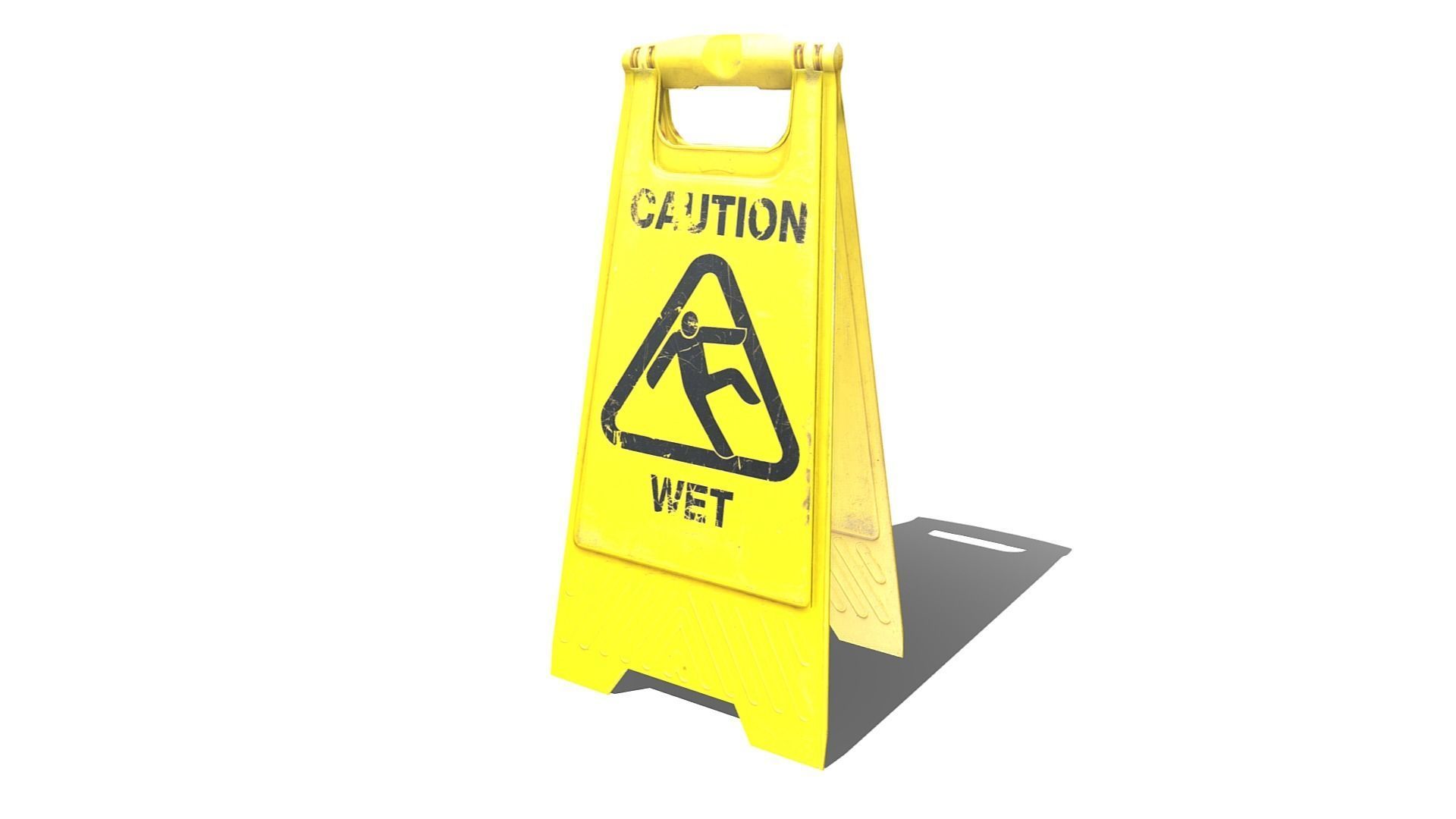 Caution Wet Floor Sign Low-poly 3D model_5