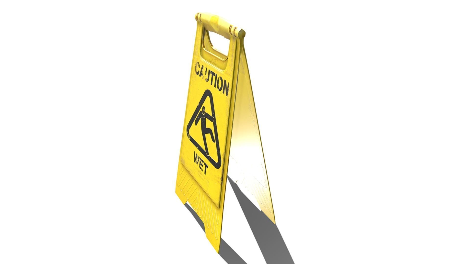 Caution Wet Floor Sign Low-poly 3D model_11