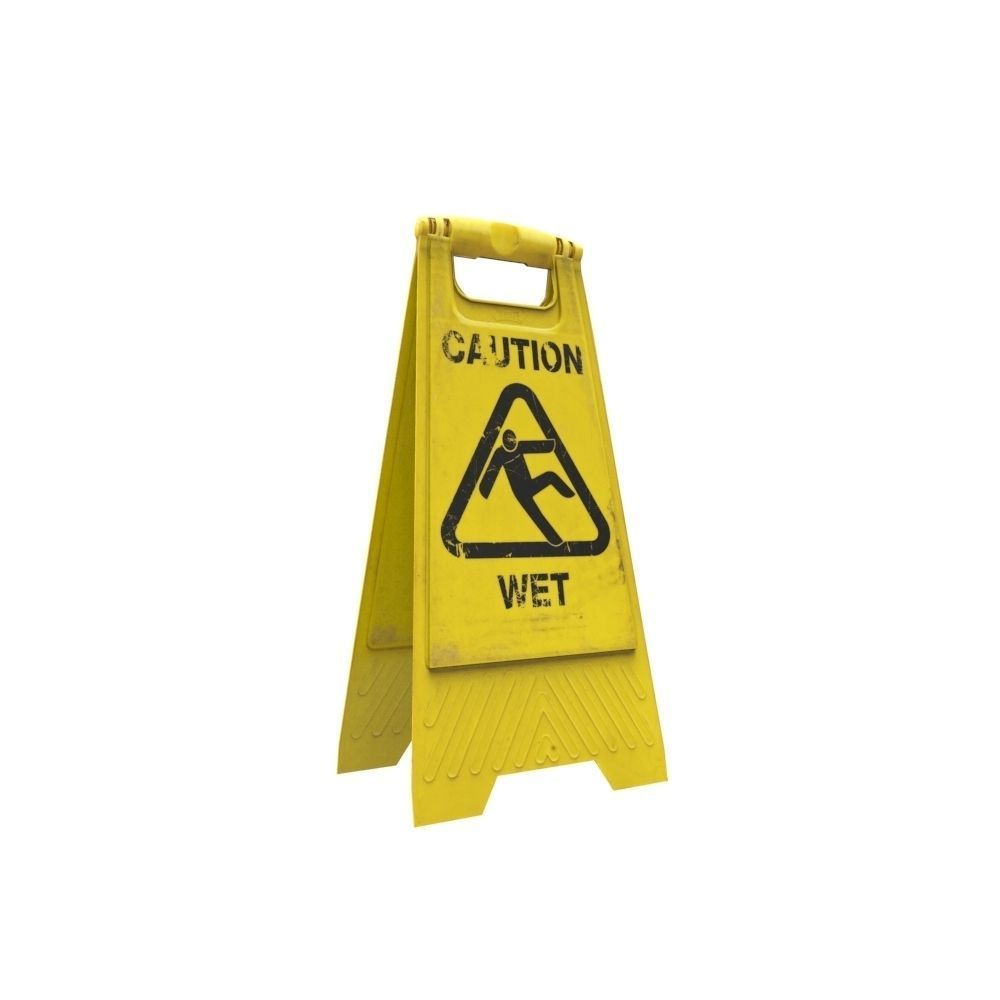 Caution Wet Floor Sign Low-poly 3D model_3