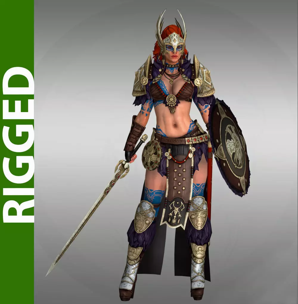 Valkyrie 3D Rigged Model 3D model_0