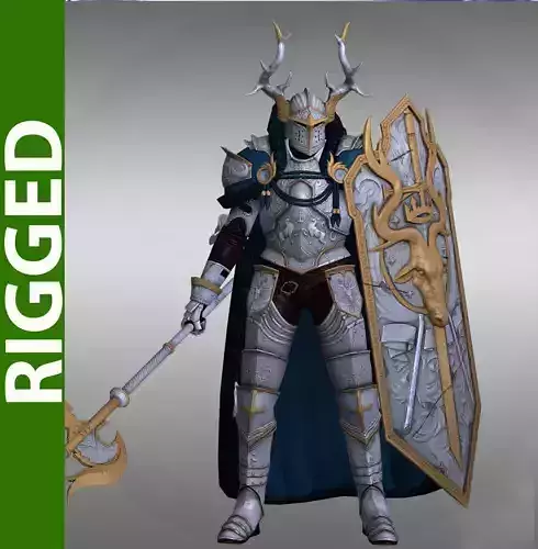 Stag knight 3D Rigged Model