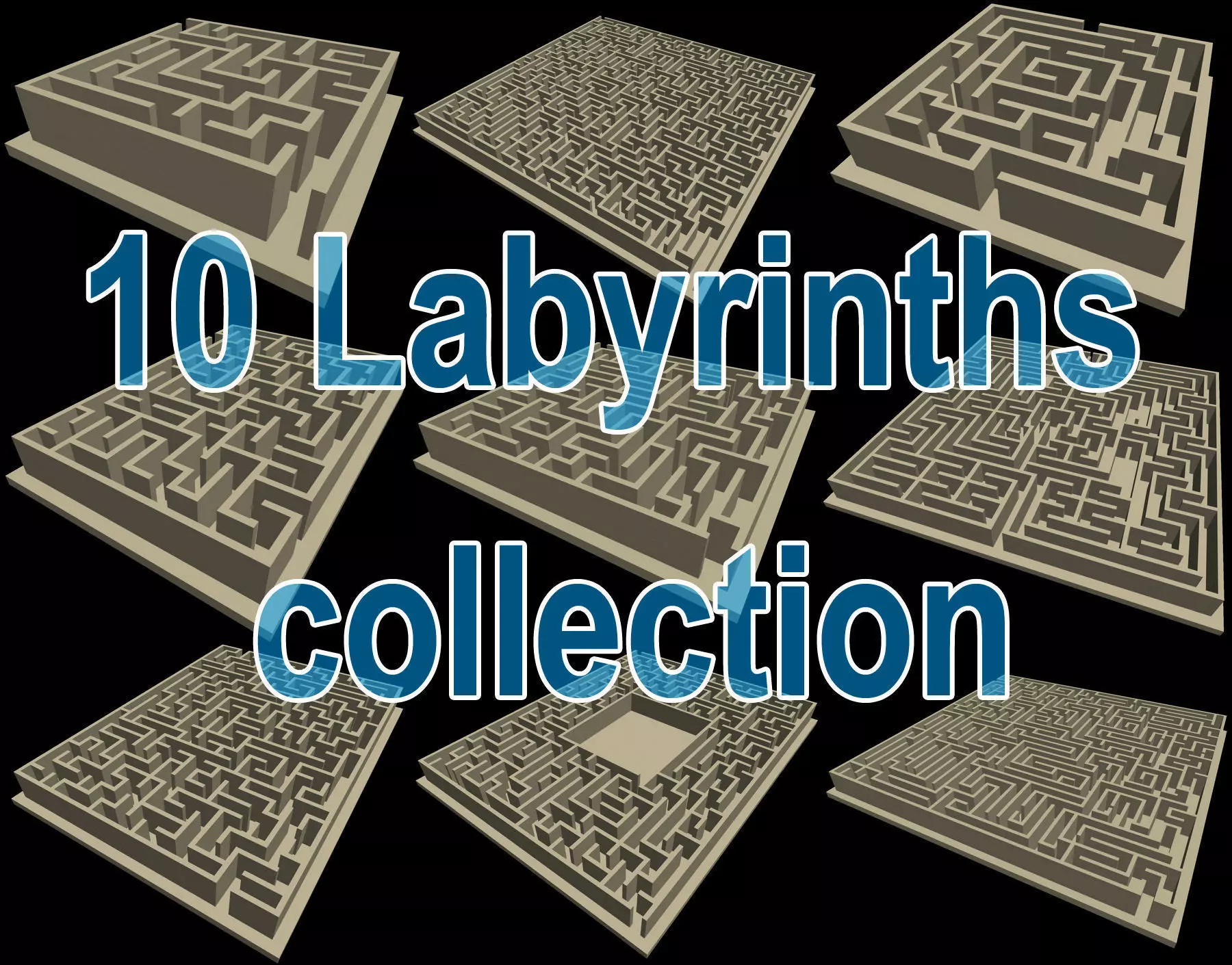 10 labyrinths collection 3D print model_0