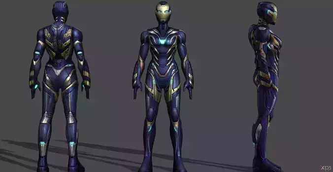 Iron Lady Rigged 3D Model