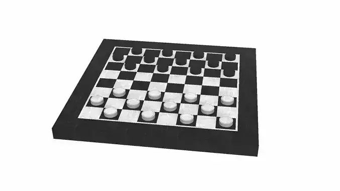 Checkers Set Low-poly 3D model