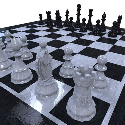 Chess Set - Chess Board - Chess Pieces Low-poly 3D model