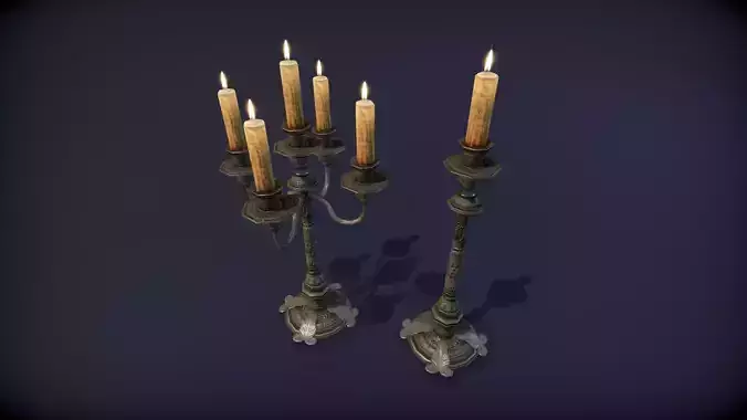 Old table candle - PBR Game Ready model VR