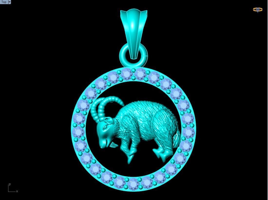 Goat pendant 3D print model_12