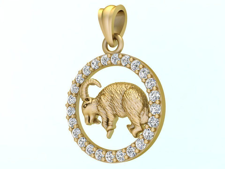 Goat pendant 3D print model_2