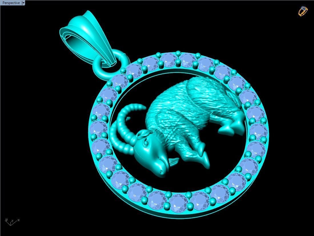 Goat pendant 3D print model_13