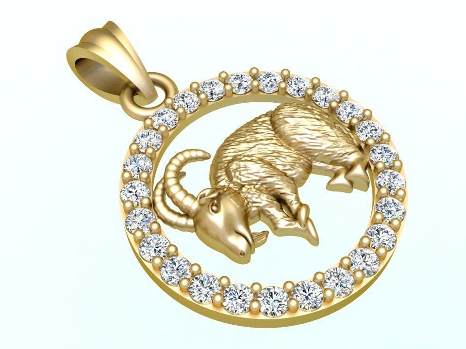 Goat pendant 3D print model_1