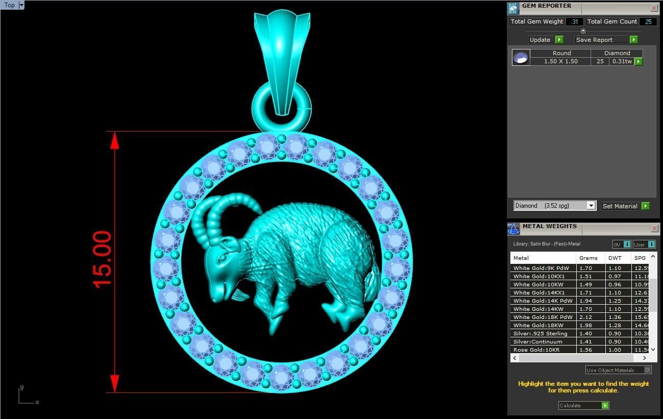 Goat pendant 3D print model_7