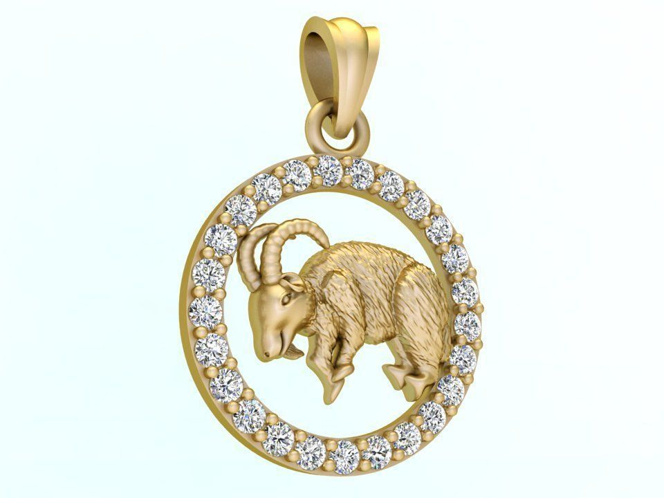 Goat pendant 3D print model_3