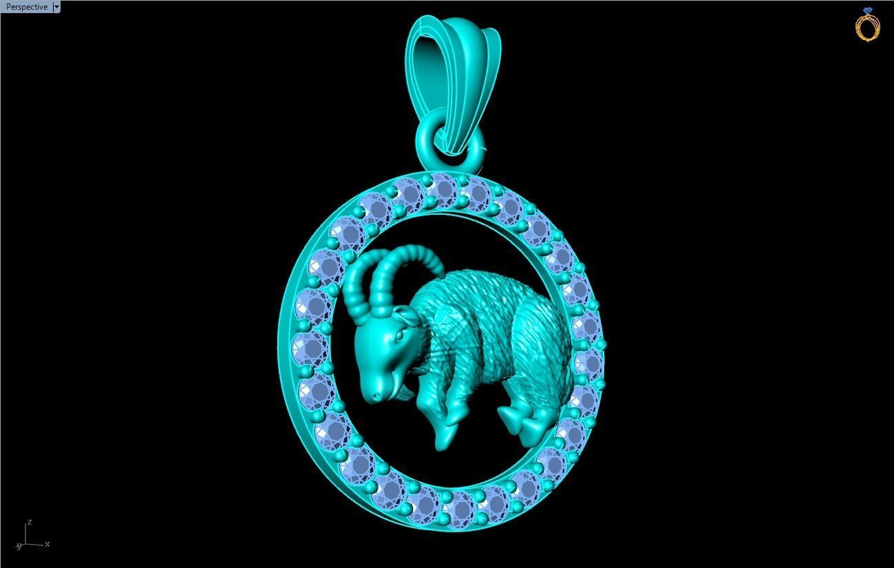 Goat pendant 3D print model_15