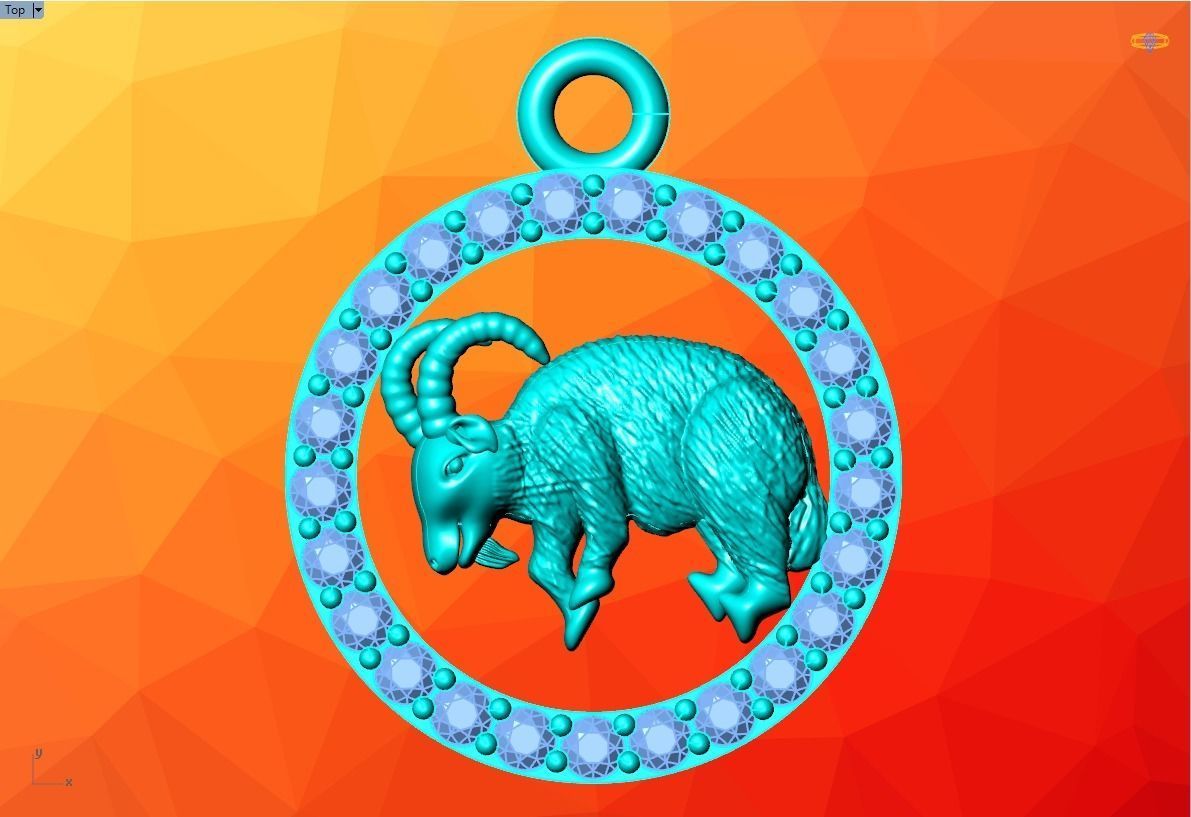 Goat pendant 3D print model_10