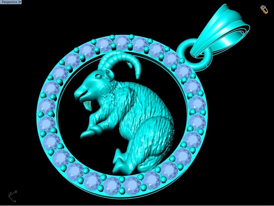 Goat pendant 3D print model_14