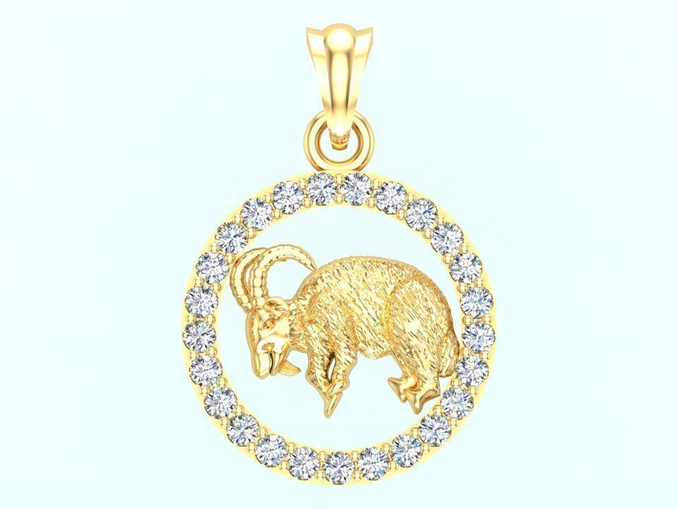 Goat pendant 3D print model_4