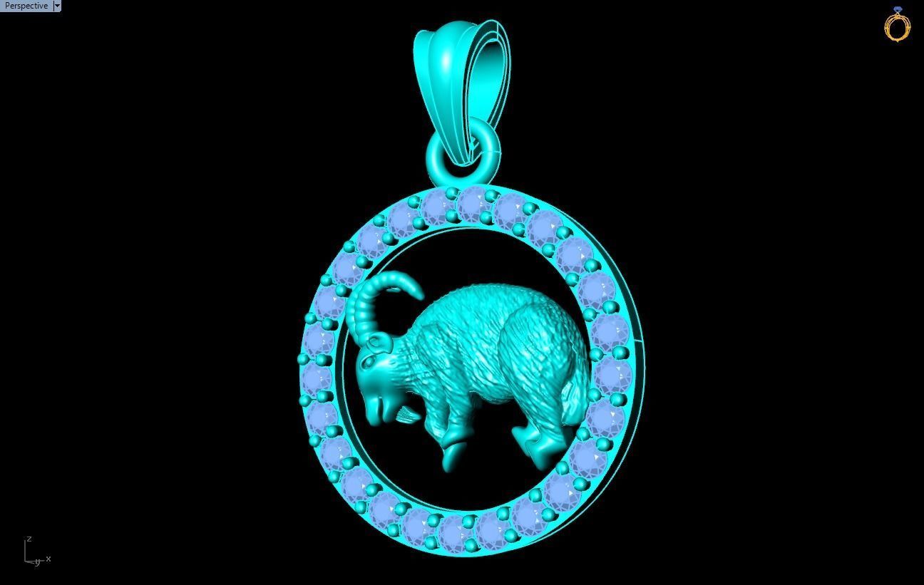 Goat pendant 3D print model_11