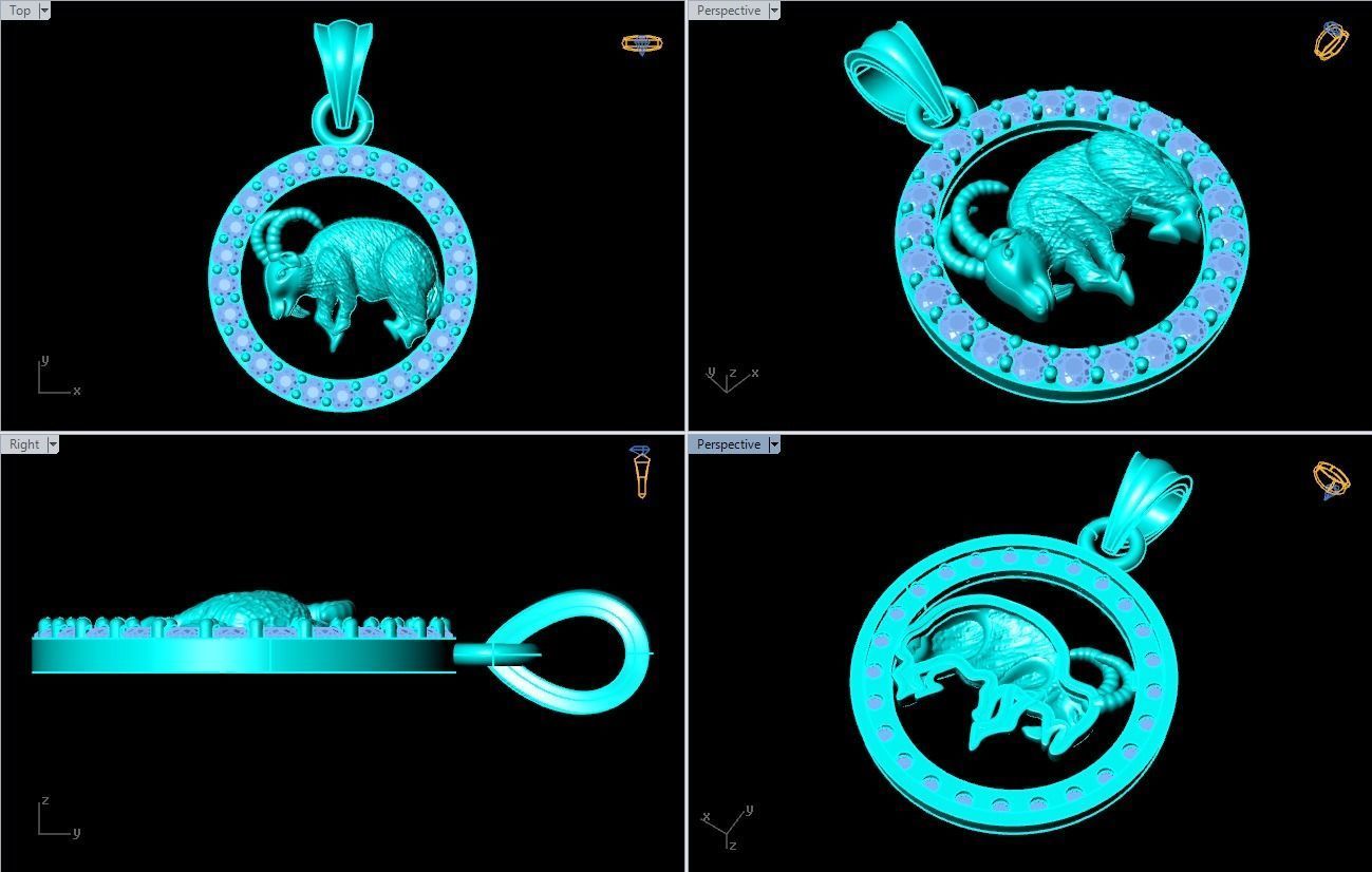 Goat pendant 3D print model_6