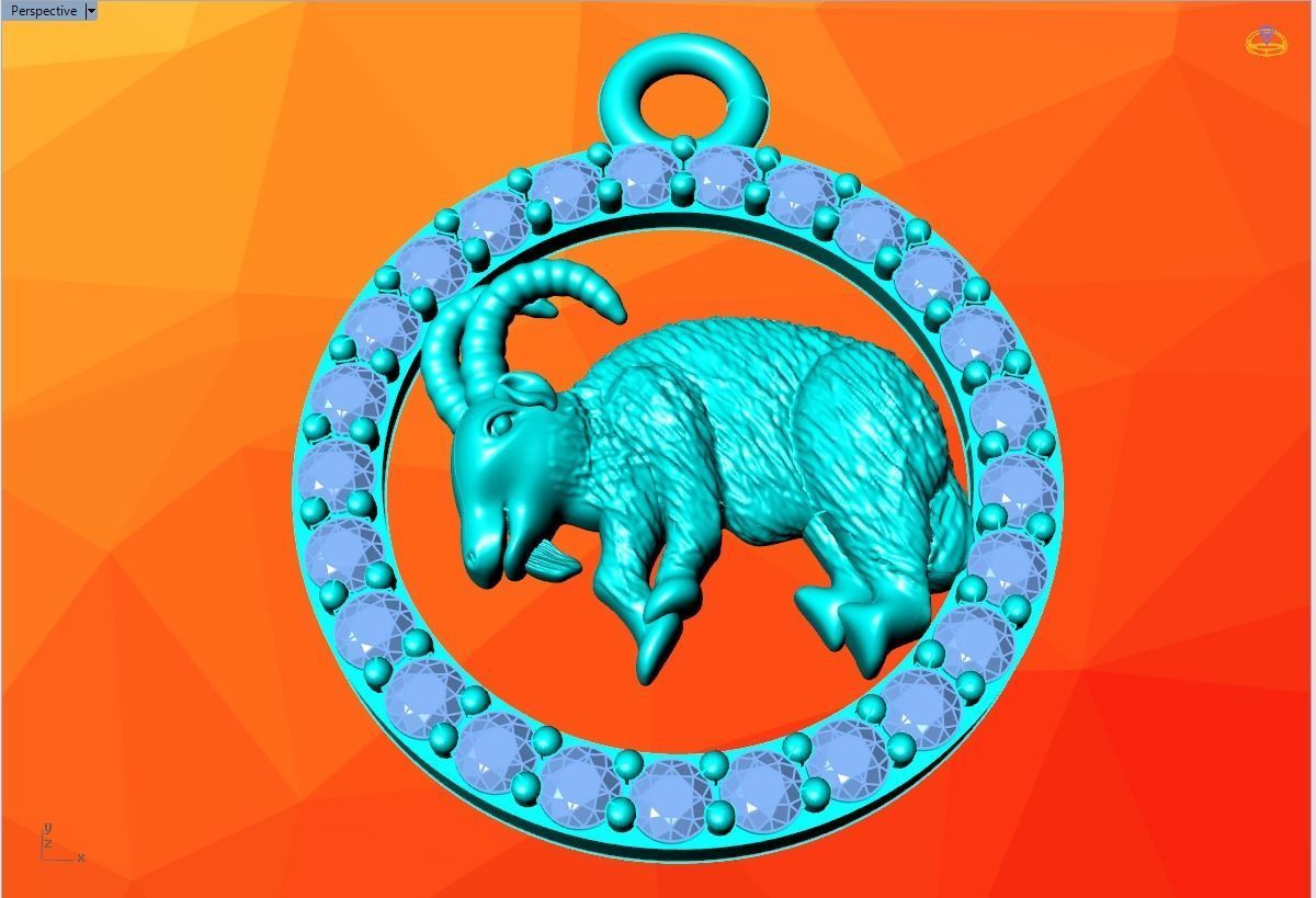 Goat pendant 3D print model_9