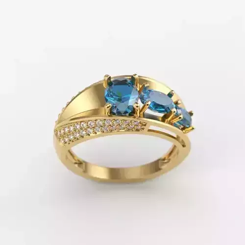 Women ring with gems 3dm stl CAD 