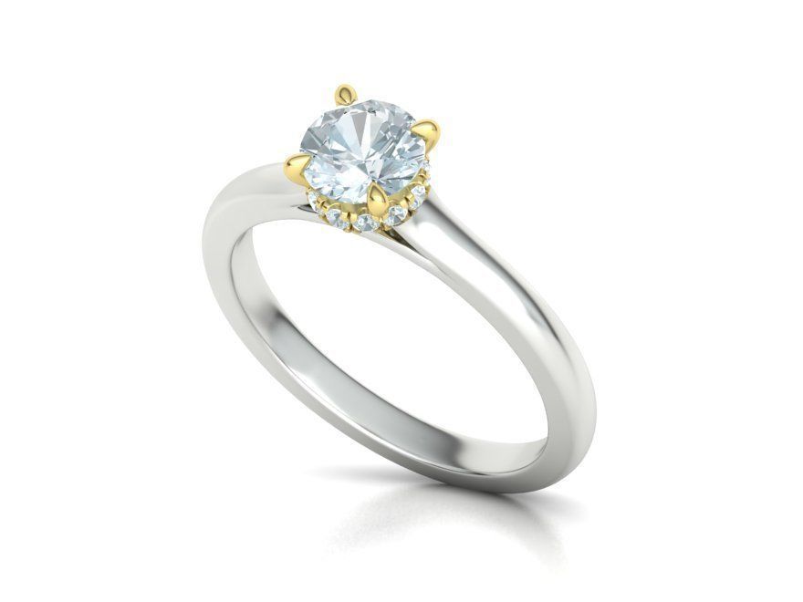 Two Tone design  Classic Engagement ring 3dmodel 3D print model_20