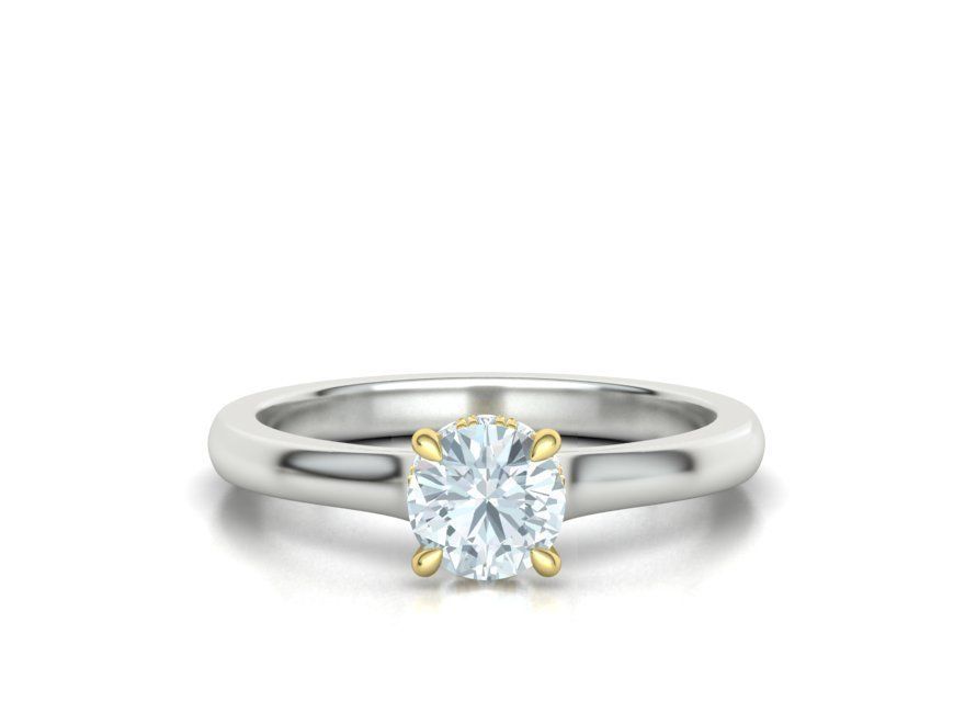 Two Tone design  Classic Engagement ring 3dmodel 3D print model_3