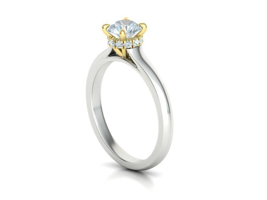 Two Tone design  Classic Engagement ring 3dmodel 3D print model_27