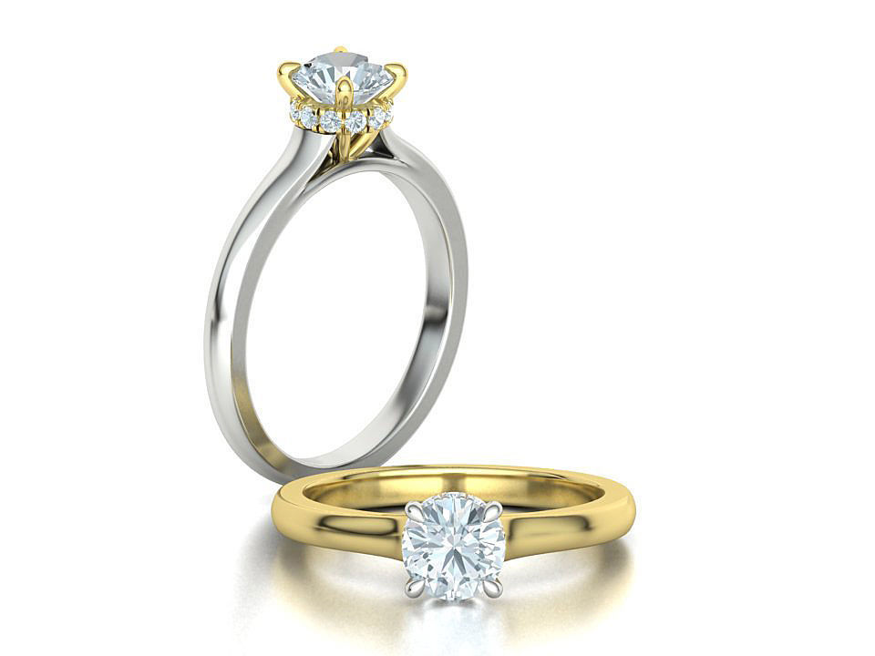 Two Tone design  Classic Engagement ring 3dmodel 3D print model_1
