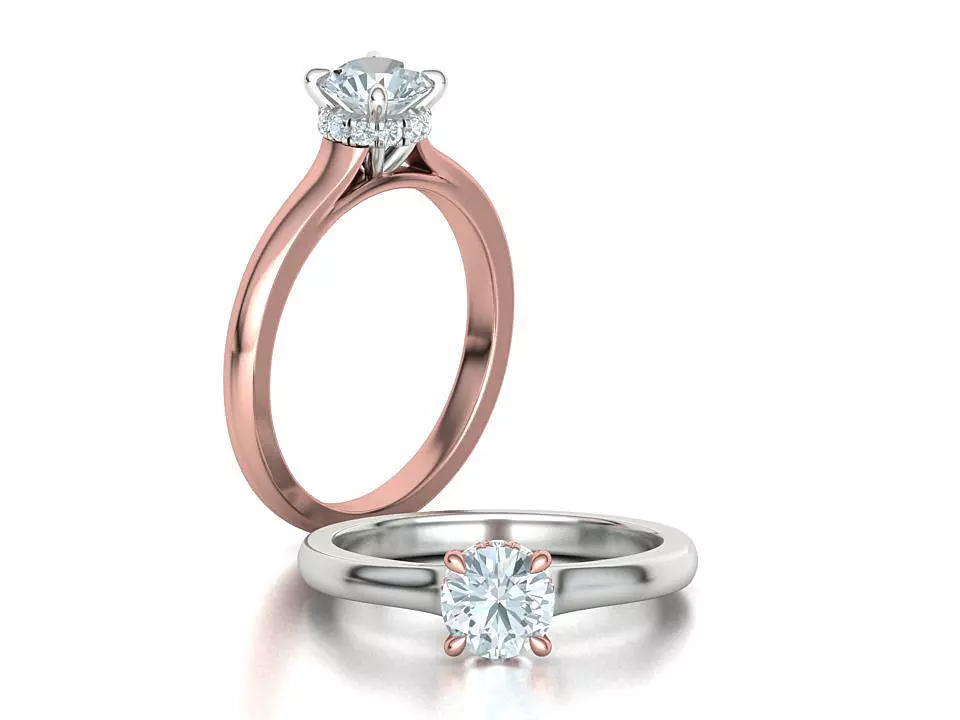 Two Tone design  Classic Engagement ring 3dmodel 3D print model_0